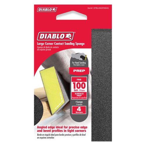 Diablo - DFBLANGFIN04G - 5 in. L X 3 in. W X 1 in. T 100 Grit Fine Angled Sanding Sponge