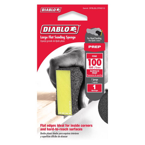 Diablo - DFBLBLOFIN01G - 5 in. L X 3 in. W X 1 in. T 100 Grit Fine Flat Surface Sanding Sponge
