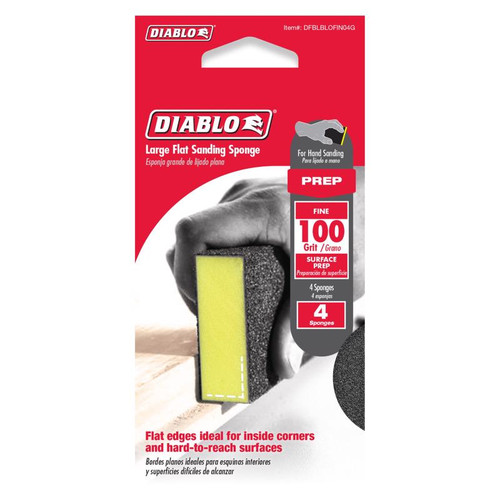 Diablo - DFBLBLOFIN04G - 5 in. L X 3 in. W X 1 in. T 100 Grit Fine Flat Surface Sanding Sponge