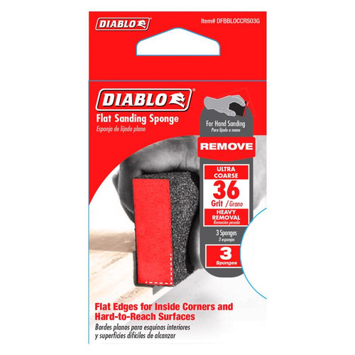 Diablo - DFBBLOCCRS03G - 4 in. L X 2-1/2 in. W X 1 in. T 36 Grit Coarse Block Sanding Sponge