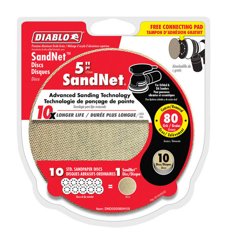 Diablo - DND050080H10I - SandNet 5 in. Ceramic Blend Hook and Lock Sanding Disc 80 Grit Coarse 10 pk