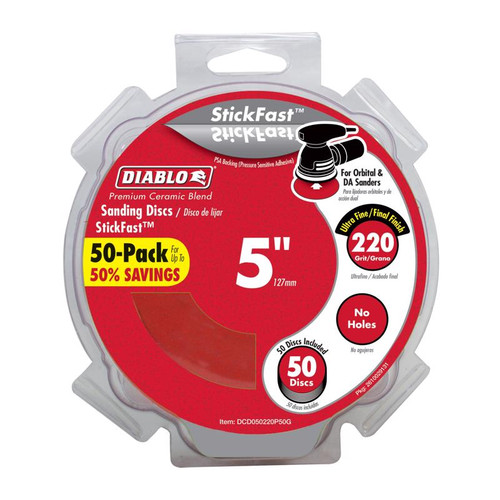 Diablo - DCD050220P50G - StickFast 5 in. Ceramic Blend Pressure Sensitive Adhesive Sanding Disc 220 Grit Ultra Fine 50