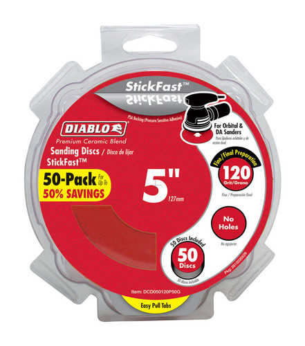 Diablo - DCD050120P50G - StickFast 5 in. Ceramic Blend Pressure Sensitive Adhesive Sanding Disc 120 Grit Fine 50 pk