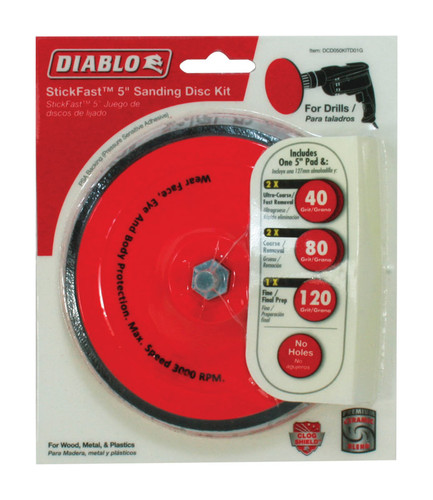 Diablo - DCD050KITD01G - StickFast 5 in. Ceramic Blend Pressure Sensitive Adhesive Sanding Disc Kit Assorted 6 pk