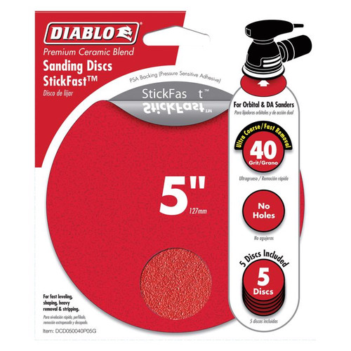 Diablo - DCD050040P05G - StickFast 5 in. Ceramic Blend Pressure Sensitive Adhesive Sanding Disc 40 Grit Ultra Coarse 5