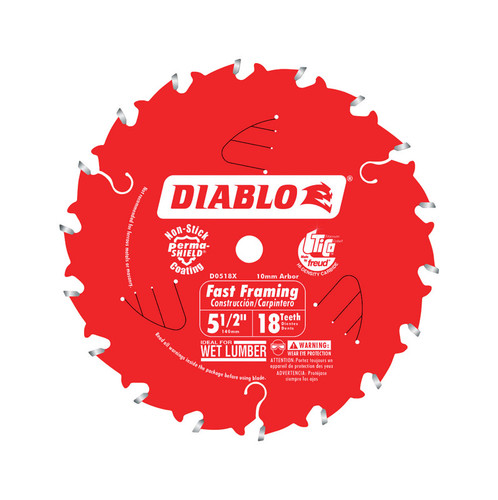 Diablo - D055018WMX - 5-1/2 in. D X 10 mm S Fast Framing TiCo Hi-Density Carbide Trim Saw Blade 18 teeth 1 pc