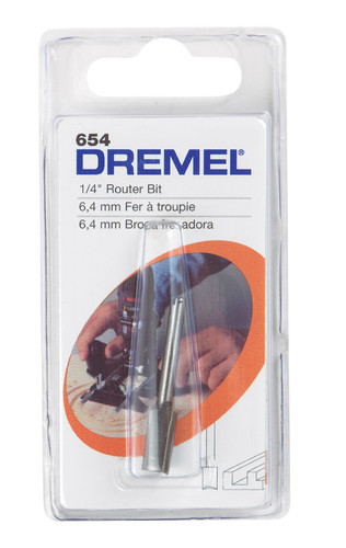 Dremel - 654 - 1/4 in. D X 1/4 in. R X 2-1/4 in. L High Speed Steel 1-Flute Straight Router Bit