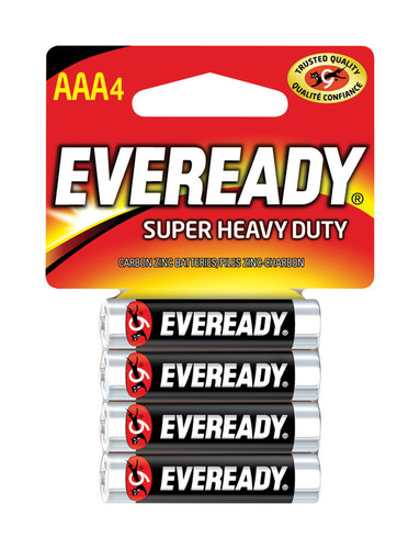 Eveready - 1212SW-4 - Super Heavy Duty AAA Zinc Carbon Batteries 4 pk Carded