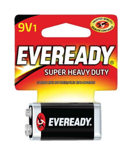 Eveready - 1222SW - Super Heavy Duty 9-Volt Zinc Carbon Batteries 1 pk Carded
