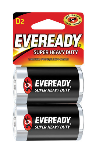 Eveready - 1250SW-2 - Super Heavy Duty D Zinc Carbon Batteries 2 pk Carded