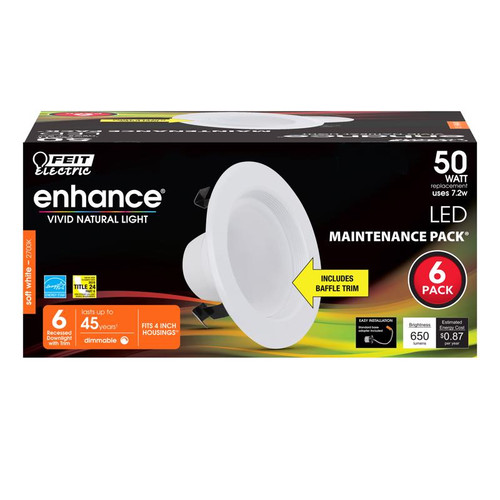 Feit Electric - LEDR4B927CAMP6 - Enhance Soft White 4 in. W LED Dimmable Recessed Downlight 7.2 W