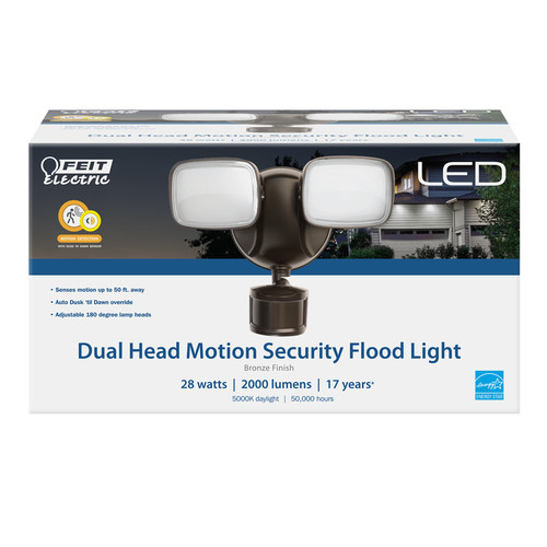 Feit Electric - S9DFL/850/MOTBZ - Motion-Sensing Hardwired LED Bronze Security Floodlight