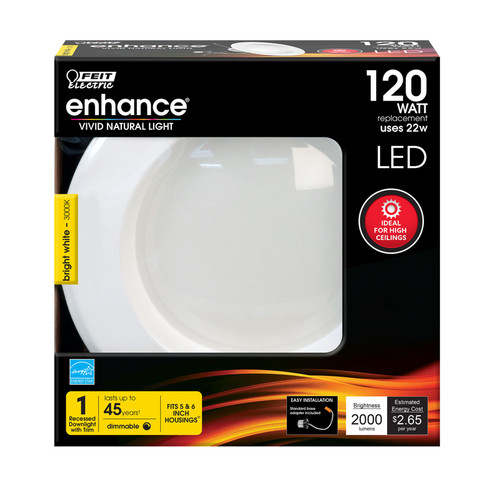 Feit Electric - LEDR56XHO/930CA - Enhance Bright White 5-6 in. W Aluminum LED Dimmable Recessed Downlight 22 W