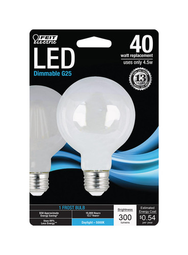 Feit Electric - G2540W950CAFLRP - G25 E26 (Medium) LED Bulb Daylight 40 W 1 pk