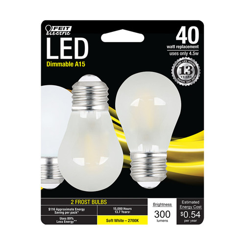 Feit Electric - A1540W927CAFL2R - A15 E26 (Medium) LED Bulb Soft White 40 W 2 pk