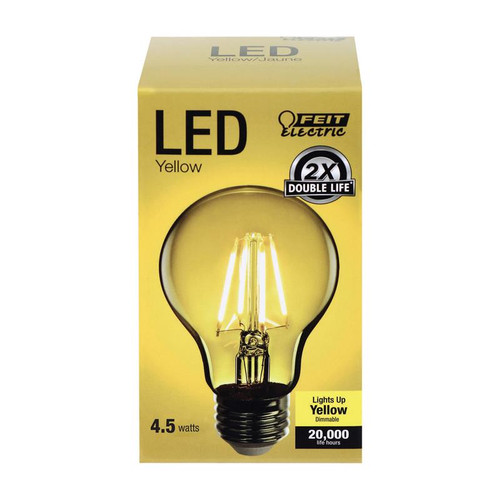 Feit Electric - A19/TY/LED - Filament A19 E26 (Medium) LED Bulb Yellow 30 W 1 pk