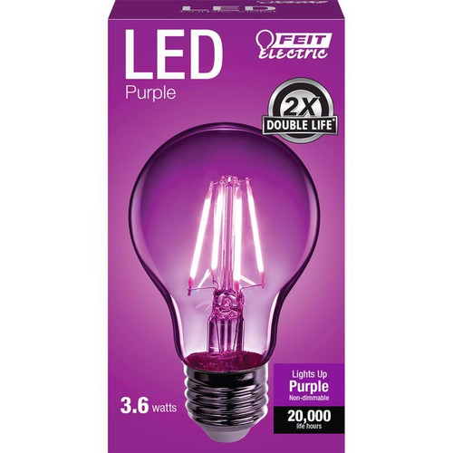 Feit Electric - A19/TP/LED - Filament A19 E26 (Medium) LED Bulb Purple 30 W 1 pk