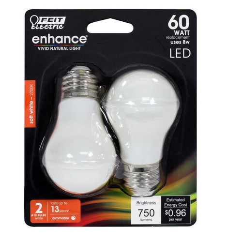 Feit Electric - BPA1560W927CFL2 - Enhance A15 E26 (Medium) Filament LED Bulb Soft White 60 W 2 pk