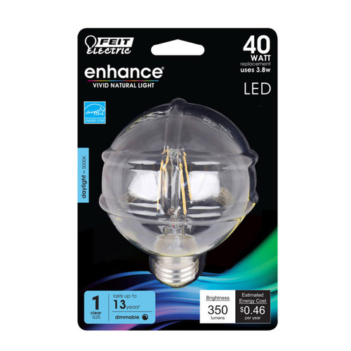 Feit Electric - BPG2540950CAFLR - Enhance G25 E26 (Medium) Filament LED Bulb Daylight 40 W 1 pk