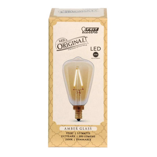 Feit Electric - ST15C/VG/LED - ST15 E12 (Candelabra) LED Bulb Amber Soft White 25 W 1 pk