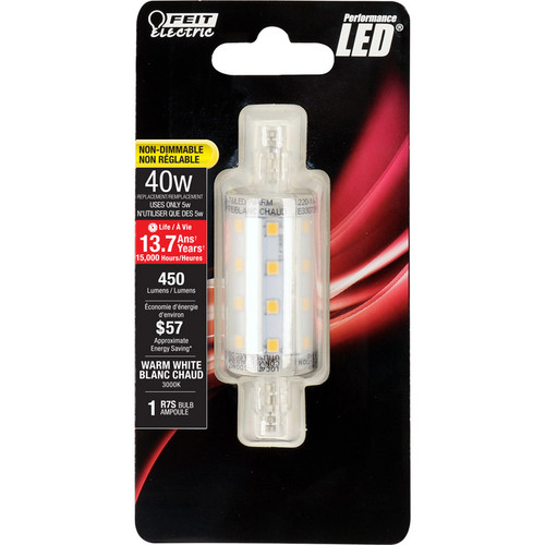 Feit Electric - BPJ78/LED - Performance LED R7S R7 LED Bulb Warm White 40 W 1 pk
