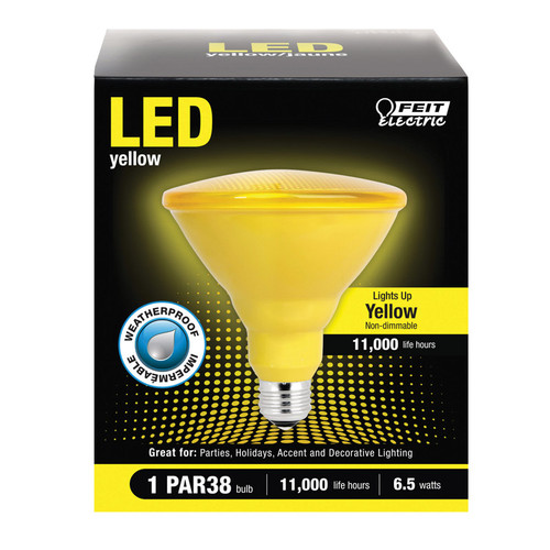 Feit Electric - PAR38/Y10KLEDBX - PAR38 E26 (Medium) LED Bulb Yellow 90 W 1 pk