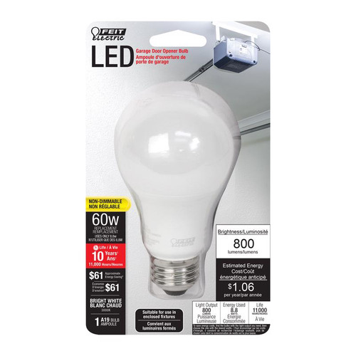 Feit Electric - OM60930CA10KGAR - A19 E26 (Medium) LED Bulb Bright White 60 W 1 pk
