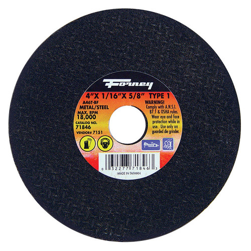 Forney - 71846 - 4 in. D X 5/8 in. S Aluminum Oxide Metal Cut-Off Wheel 1 pc