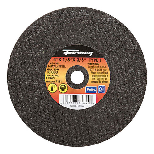 Forney - 71845 - 4 in. D X 3/8 in. S Aluminum Oxide Metal Cut-Off Wheel 1 pc
