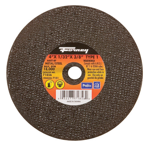Forney - 71856 - 4 in. D X 3/8 in. S Aluminum Oxide Metal Cut-Off Wheel 1 pc