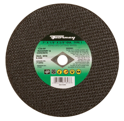 Forney - 71893 - 7 in. D X 5/8 in. S Silicon Carbide Masonry Cutting Wheel 1 pc