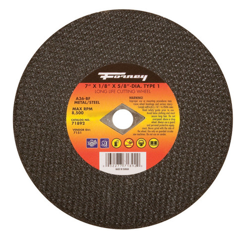 Forney - 71892 - 7 in. D X 5/8 in. S Aluminum Oxide Metal Cut-Off Wheel 1 pc