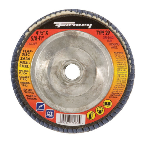 Forney - 71930 - 4-1/2 in. D Zirconia Aluminum Oxide Flap Disc 36 Grit 1 pc