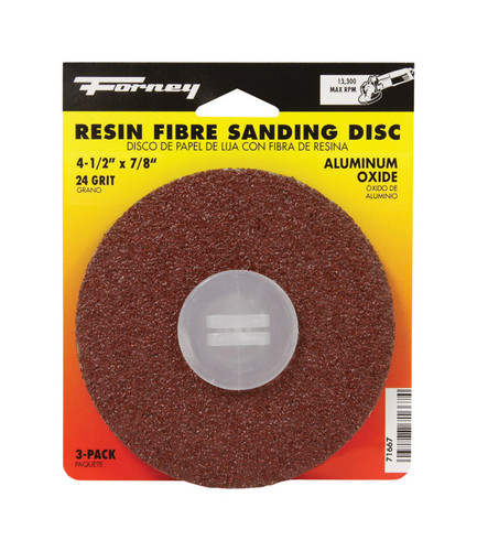 Forney - 71667 - 4.5 in. Aluminum Oxide Adhesive Sanding Disc 24 Grit 3 pk
