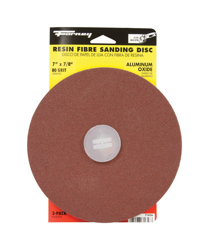 Forney - 71656 - 7 in. Aluminum Oxide Adhesive Sanding Disc 80 Grit 3 pk