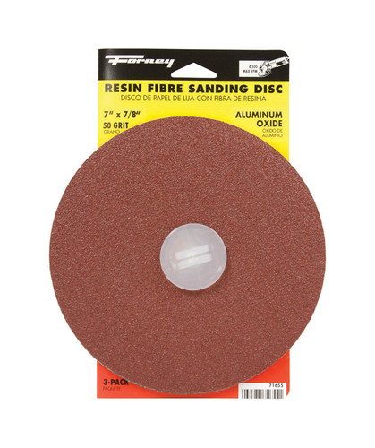 Forney - 71655 - 7 in. Aluminum Oxide Adhesive Sanding Disc 50 Grit 3 pk
