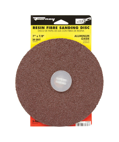 Forney - 71653 - 7 in. Aluminum Oxide Adhesive Sanding Disc 24 Grit 3 pk