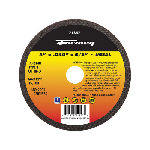 Forney - 71857 - 4 in. D X 5/8 in. S Aluminum Oxide Metal Cut-Off Wheel 1 pc