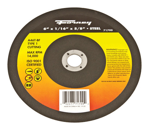 Forney - 71799 - 6 in. D X 5/8 in. S Aluminum Oxide Metal Cut-Off Wheel 1 pc