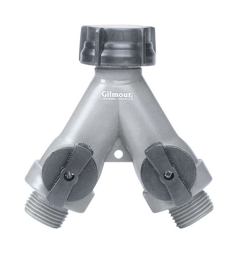 GIlmour - 800024-1001 - Gilmour Polymer Threaded Male Y-Hose Connector with Shut Offs