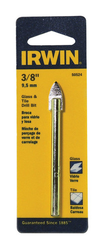 Irwin - 50524 - 3/8 in. S X 4 in. L Carbide Tipped Glass And Tile Drill Bit 1 pc