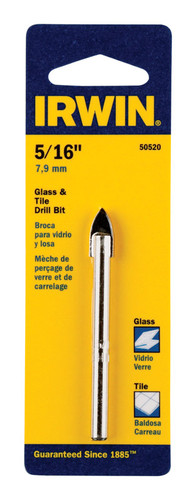 Irwin - 50520 - 5/16 in. S X 4 in. L Carbide Tipped Glass And Tile Drill Bit 1 pc
