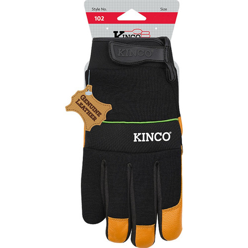 Kinco - 102-M - Premium Men's Indoor/Outdoor Hybrid Driver Gloves Black/Orange M 1 pair