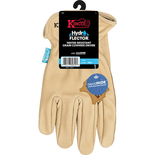 Kinco - 398P-L - Hydroflector Men's Indoor/Outdoor Premium Grain Driver Gloves Tan L 1 pair