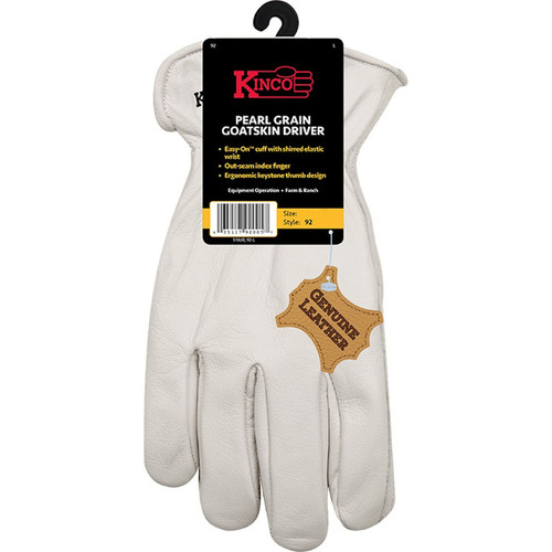 Kinco - 92-L - Men's Indoor/Outdoor Pearl Driver Gloves White L 1 pair