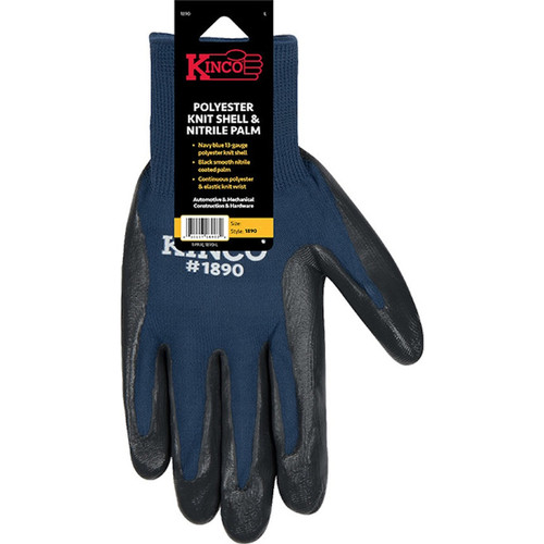 Kinco - 1890-3PK-L - Men's Indoor/Outdoor Knit Wrist Cuff Gloves Navy L 3 pk