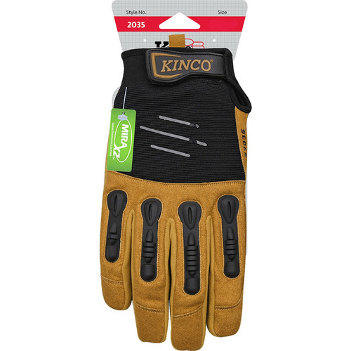 Kinco - 2035-M - Foreman Men's Indoor/Outdoor Pull-Strap Padded Gloves Black/Tan M 1 pair