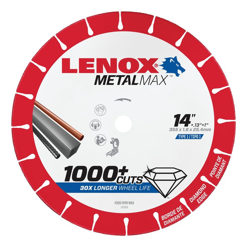 Lenox - 1972929 - MetalMax 14 in. D X 1 in. S Diamond/Metal Cut-Off Wheel 1 pc