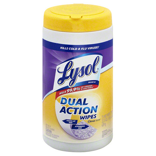 Lysol - 1920081700 - Dual Action Fiber Weave Antibacterial Wipes 75 pk
