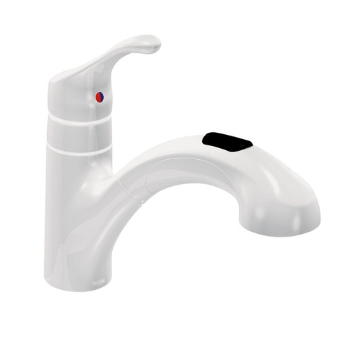 Moen - CA87316W - Renzo One Handle Glacier Pull Out Kitchen Faucet